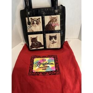 Brighton FELINE FANTASY Cat Handbag Needlepoint Cats Shoulder Bag + Dust Cover